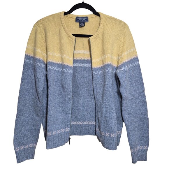 Vintage American Eagle Sweater Womens Size M Shetland Wool Full Zip Fair Isle - Picture 3 of 6
